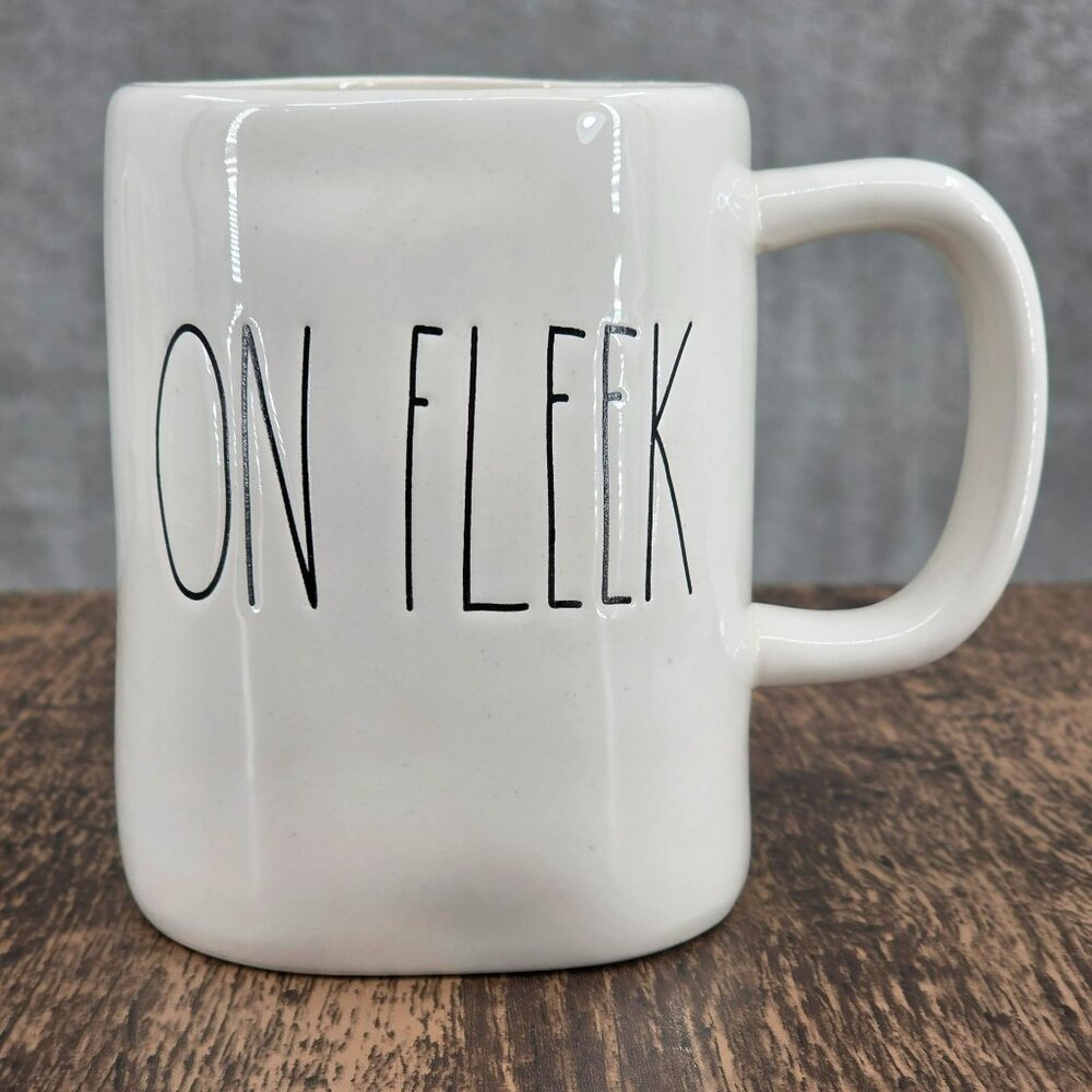 Rae Dunn ON FLEEK LL Large Letter Mug Coffee Tea Cocoa Farmhouse Cream Black